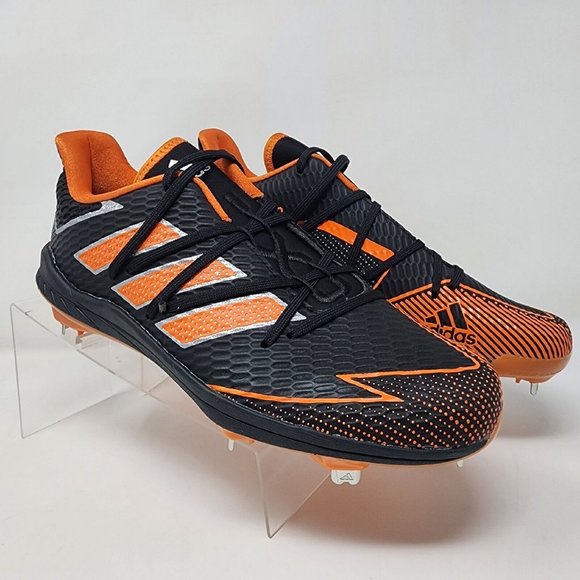 Adidas Baseball Cleats Mens 8.5 Black Orange Adizero Afterburner 7 Spell Out - Picture 1 of 8